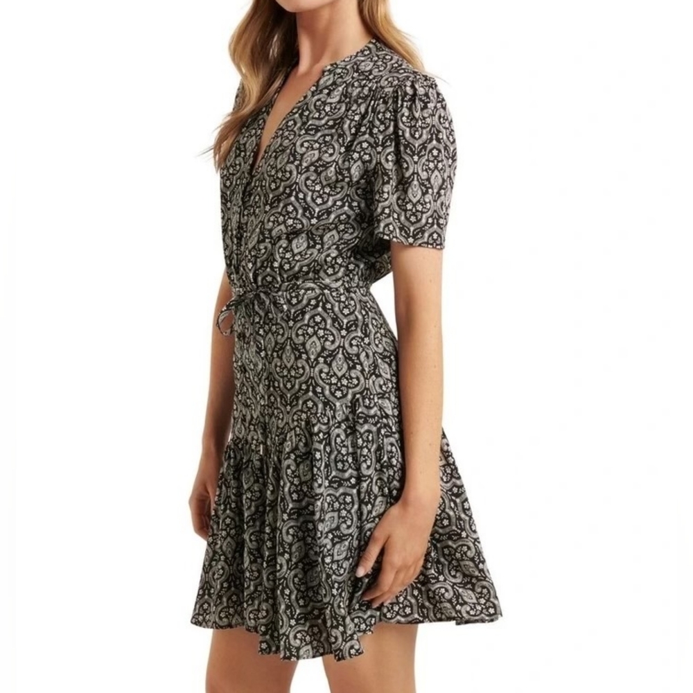 Nia Short-Sleeve Tiered Mini Dress